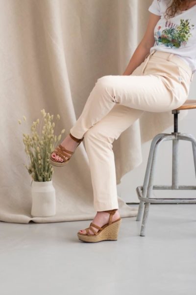 Authentique - Pantalon droit en coton crème 2