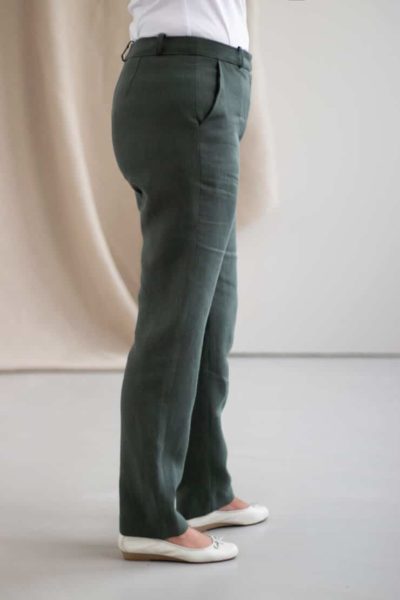 Authentique - Pantalon droit en lin jade 1