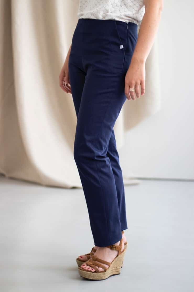 Charmant - Pantalon cigarette en coton marine 2