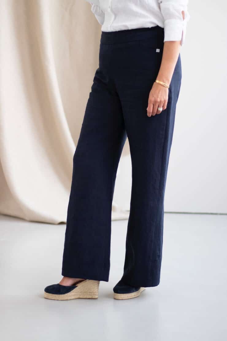LE REMARQUABLE Pantalon large en lin marine