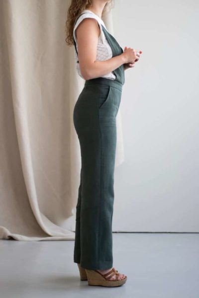 Formidable - Salopette large en lin jade 1