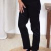 Charmant pantalon cigarette noir en coton biologique - Pantalon femme made in France