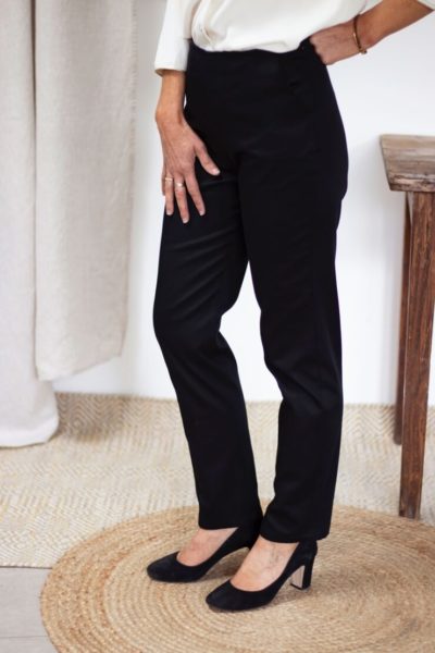 Charmant pantalon cigarette noir en coton biologique - Pantalon femme made in France