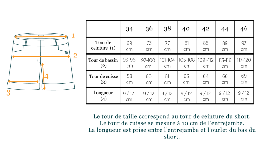 Guide des tailles pour bien choisir son short femme hiver en velours