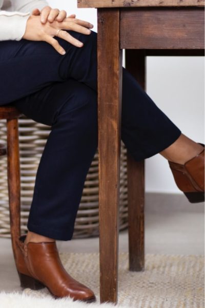 Pantalon droit en coton biologique marine - Authentique - Pantalon femme 1