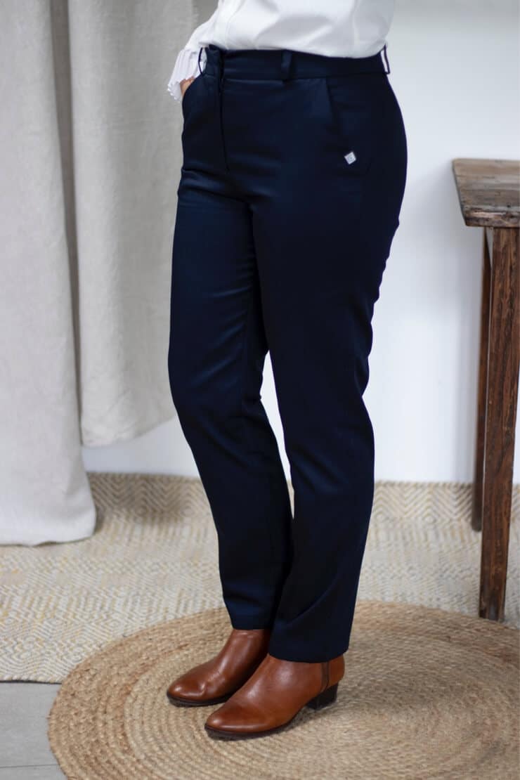 Pantalon droit en coton biologique marine - Authentique - Pantalon femme 2