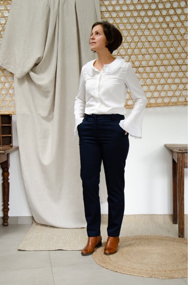 Pantalon droit en coton biologique marine - Authentique - Pantalon femme 4