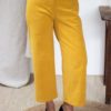 Pantalon en velours côtelé jaune - Pantalon large femme Hiver3