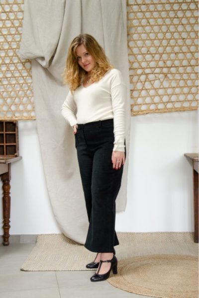 Pantalon evasé noir petite online