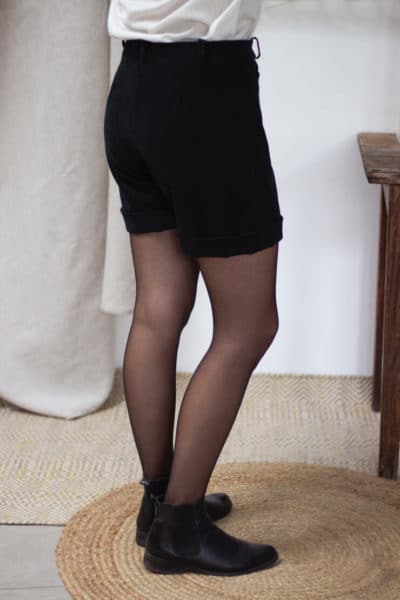 Short femme velours noir hiver- Velours de coton biologique2