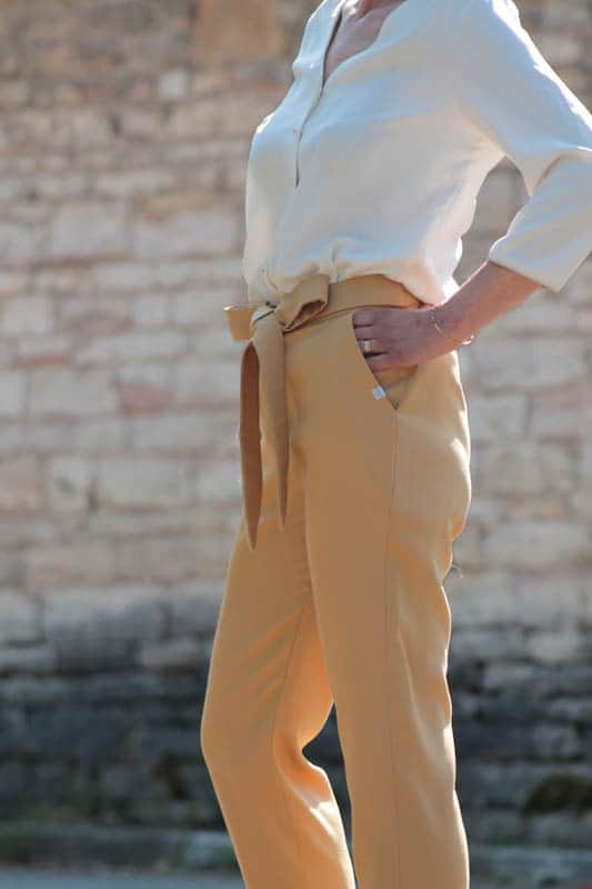 Pantalon noeud taille haute made in france en Tencel - C.Bergamia - 2