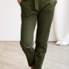 Le Romantique pantalon femme à noeud en coton bio vert - pantalon féminin made in france - C.Bergamia 3