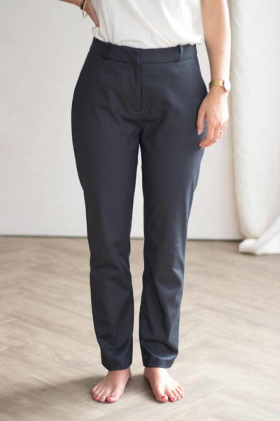 Pantalon femme droit en coton gris - Pantalon made in france par C.Bergamia - Pantalon femme upcyclée 2