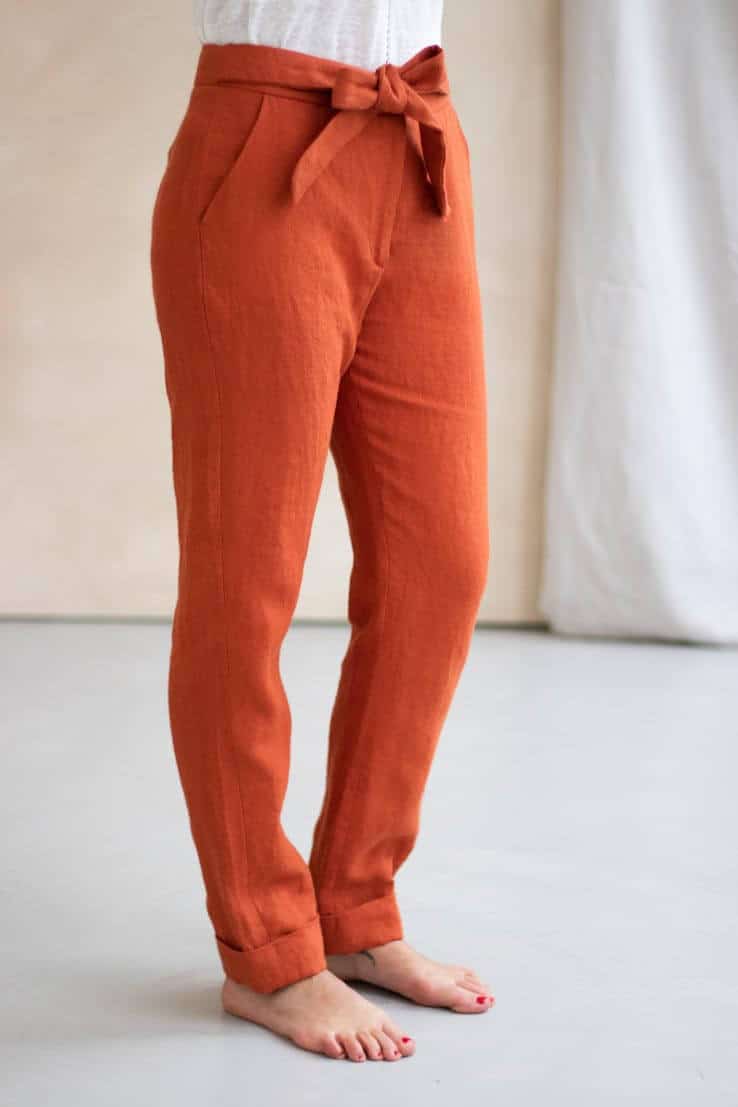 Le Romantique pantalon à noeud en lin - Pantalon en lin Made in France - C.Bergamia - 3