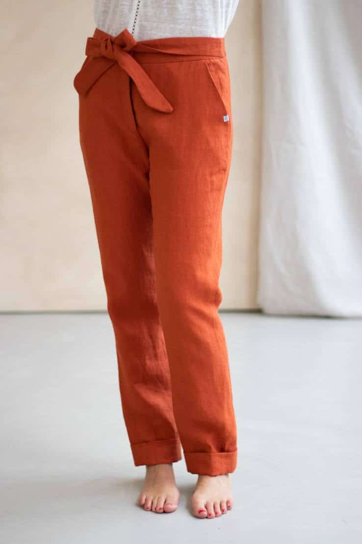 Le Romantique pantalon à noeud en lin - Pantalon en lin Made in France - C.Bergamia - 4