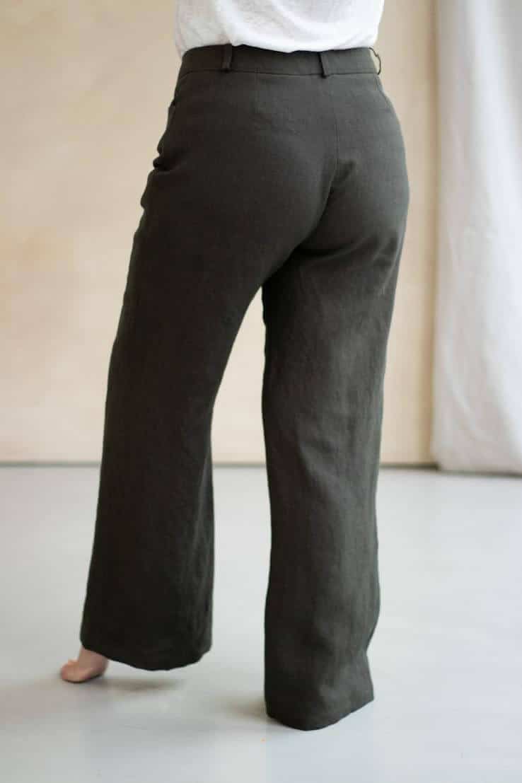 Pantalon large en lin made in france - Pantalon ample en lin kaki - C.Bergamia - 3