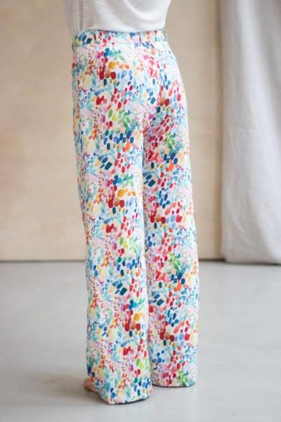 Pantalon en lin coloré - Motif Palette Bleu Tango - Pantalon large lin couleur - 5 (1)