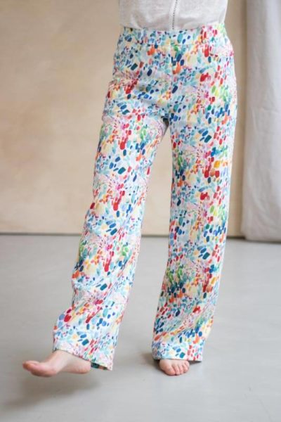 Pantalon en lin coloré - Motif Palette Bleu Tango - Pantalon large lin couleur - 6 (1)