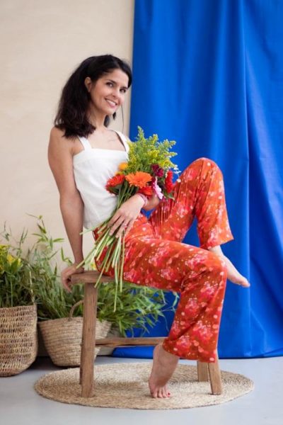 Pantalon fluide motif rouge - Pantalon en viscose ecovero - Collaboration Bleu Tango x C.Bergamia - 2 (1)