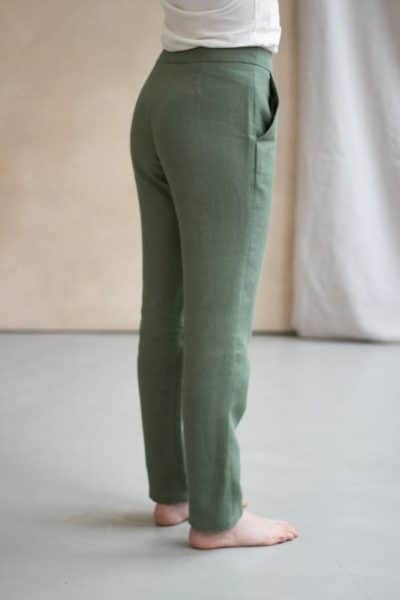 Pantalon slim en lin - L'Elégant fabriqué en France - Lin Herbes Folles - Lin coloré - 3