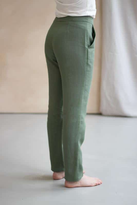 Pantalon slim en lin - L'Elégant fabriqué en France - Lin Herbes Folles - Lin coloré - 3