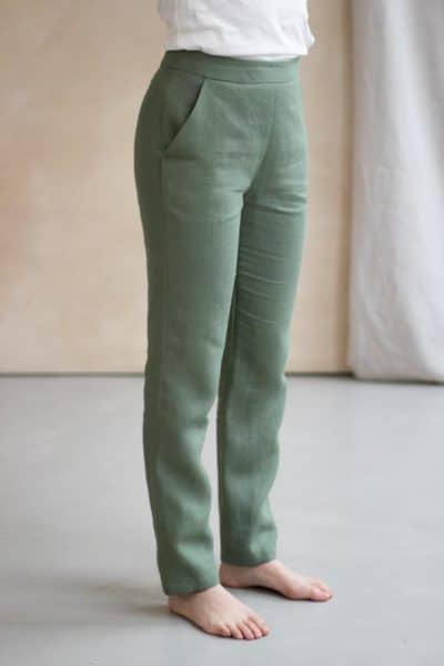 Pantalon slim en lin - L'Elégant fabriqué en France - Lin Herbes Folles - Lin coloré - 4