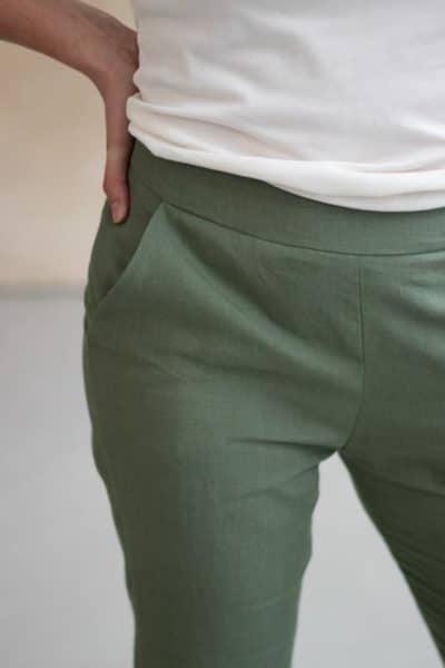 Pantalon slim en lin - L'Elégant fabriqué en France - Lin Herbes Folles - Lin coloré - 5