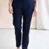 Pantalon de bureau femme bleu marine - Pantalon flanelle légère femme made in France - 4 (1)