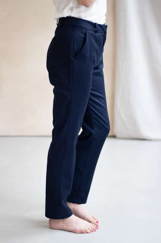 Pantalon de bureau femme bleu marine - Pantalon flanelle légère femme made in France - 5 (1)