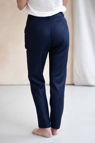 Pantalon de bureau femme bleu marine - Pantalon flanelle légère femme made in France - 6 (1)