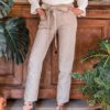 Pantalon en lin beige - Pantalon slim en lin naturel - Pantalon femme made in france - C.Bergamia 1