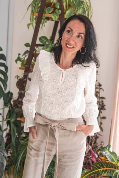 Pantalon en lin beige - Pantalon slim en lin naturel - Pantalon femme made in france - C.Bergamia 4