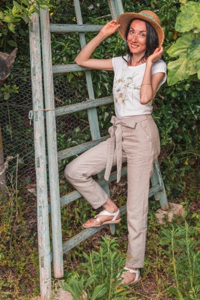 Pantalon en lin beige - Pantalon slim en lin naturel - Pantalon femme made in france - C.Bergamia 5