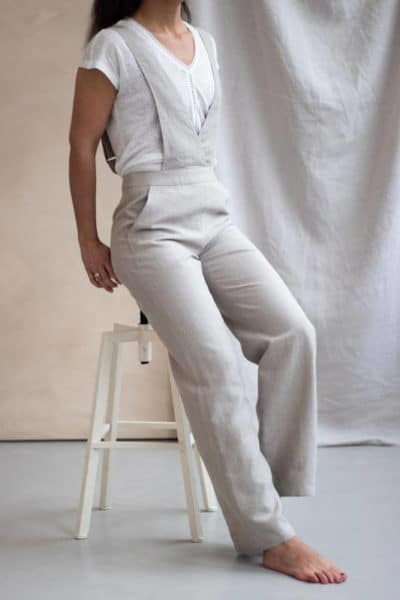 Salopette large en lin naturel - Combinaison femme made in France - C.Bergamia 5